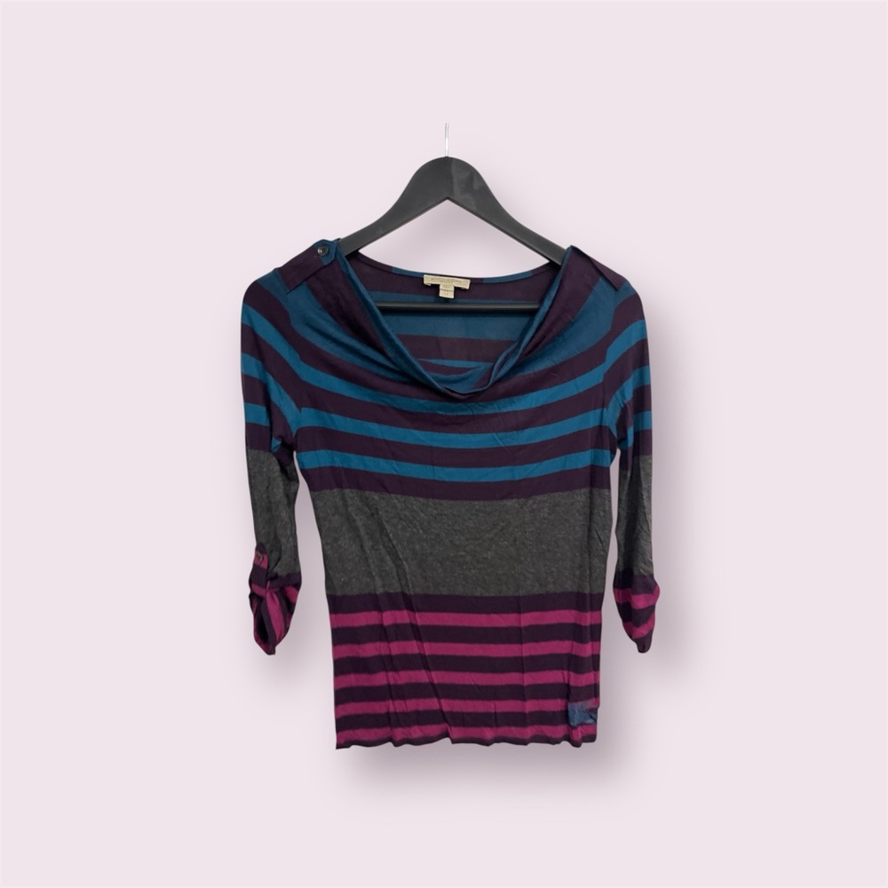 Burberry Striped Long Sleeve Top - Blue, Purple, Gray
